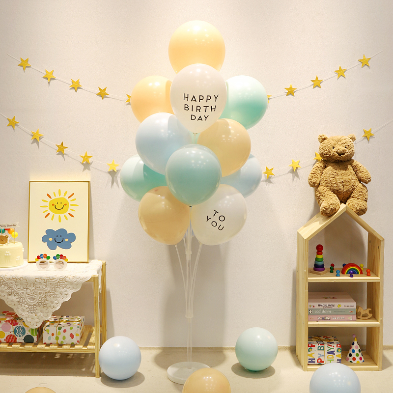一周岁生日装饰桌飘气球立柱
