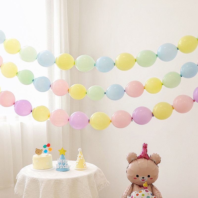 6寸长尾巴乳胶气球串拉花挂件儿童周岁生日家庭吊饰拍照背景布置
