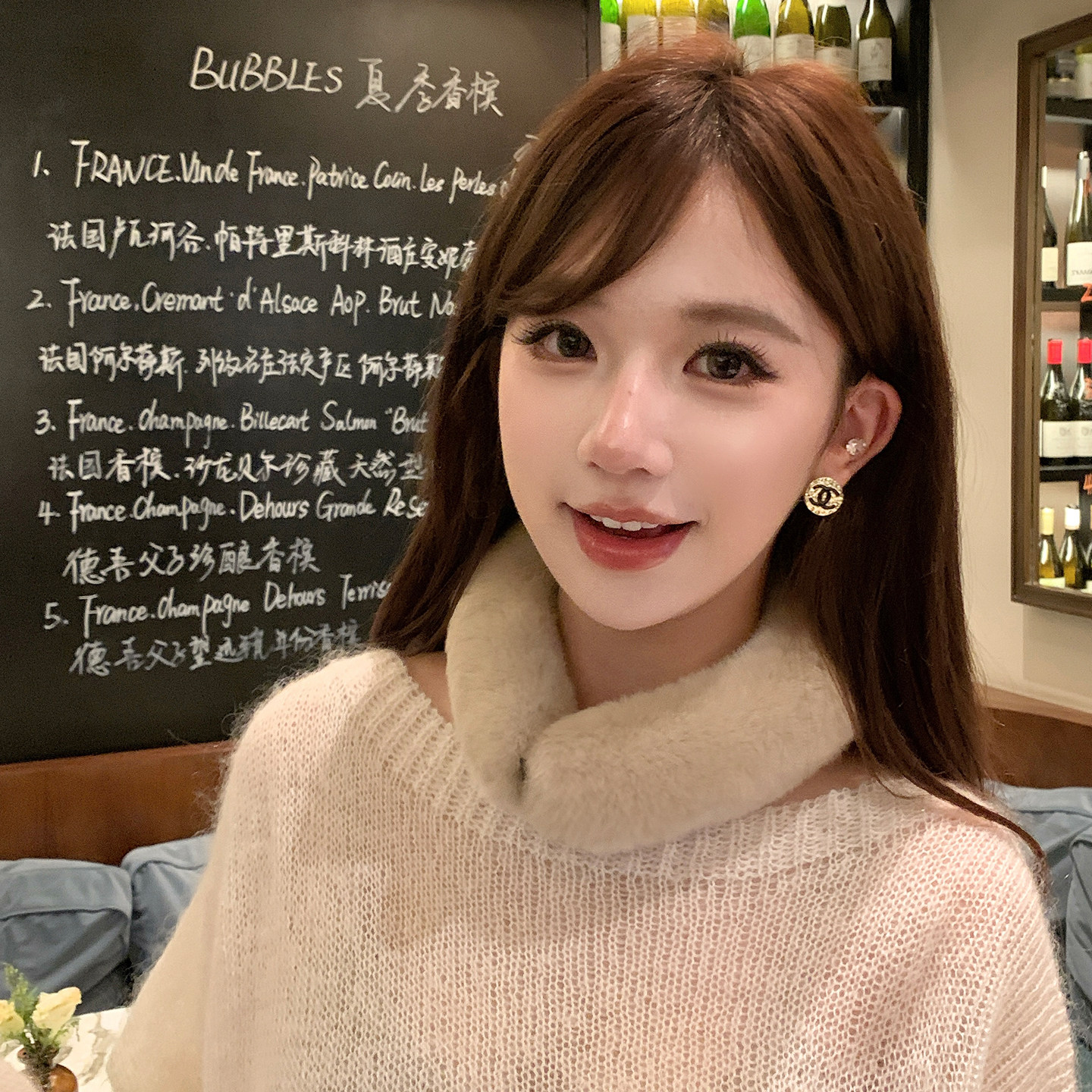 『双面獭兔毛』皮草小围脖真毛