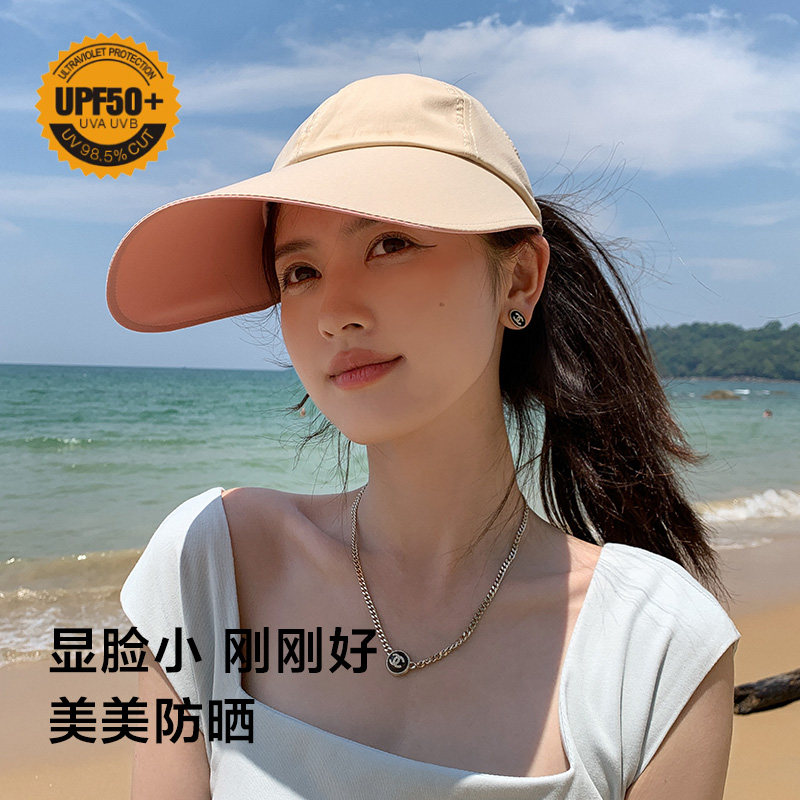 双面可戴太阳帽子女韩版加宽加长大帽檐防晒帽可扎马尾空顶遮阳帽