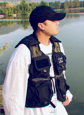 日单雪家SNOW×TONEDTROUT Safari联名路亚钓鱼机能口袋马甲背心