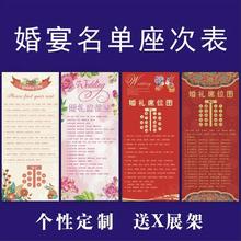 婚礼宾客名单婚宴座位表席位图座位牌结婚桌位图导引KT板打印设计