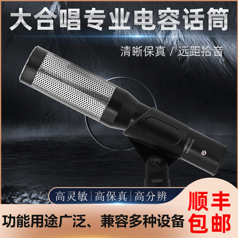 专业大合唱咪3V48v有线电容话筒远距拾音舞台乐器演出主持麦克风