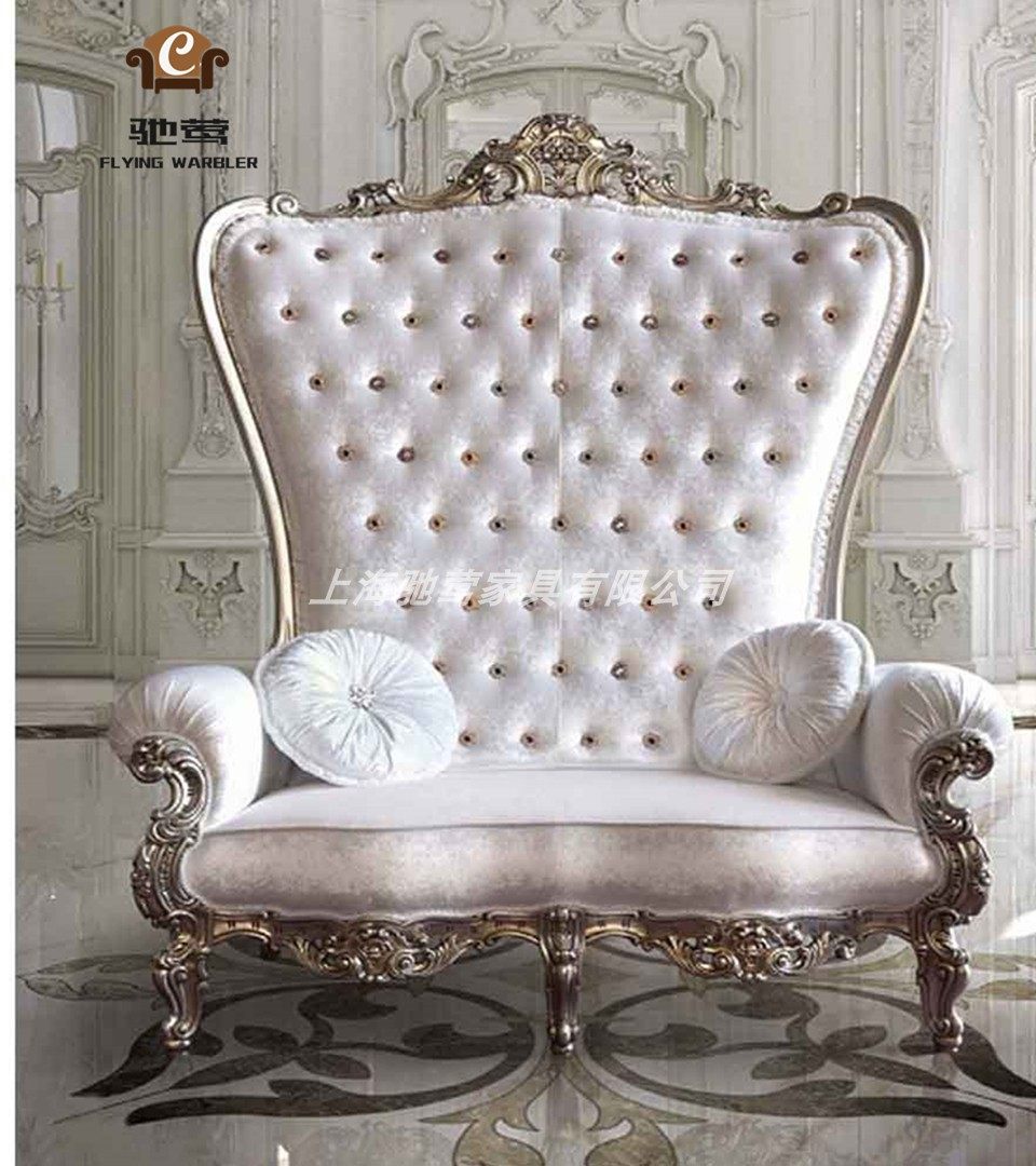 豪华休闲椅实木沙发椅雕花高背会所洽谈椅高端欧式奢华装饰椅定制