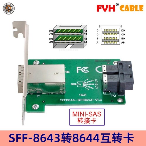 FVH JBOD Mini SAS HD转接卡 全新内置转外置SFF-8643 8644服务器