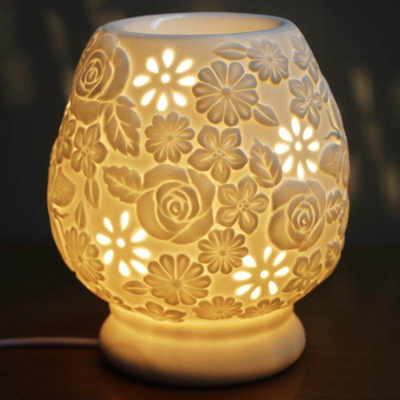 香薰灯插电香熏炉陶瓷镂空精油灯香薰机调光卧室台灯多款式包邮