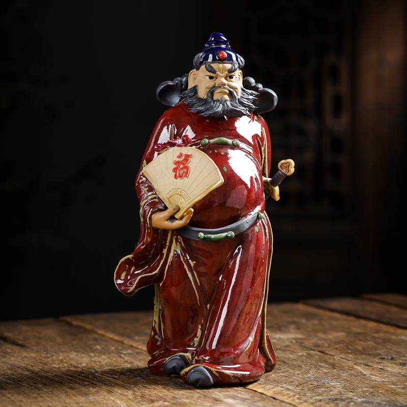 美陶石湾公仔陶瓷中式家居客厅钟馗摆件摆设天师钟馗引福归堂