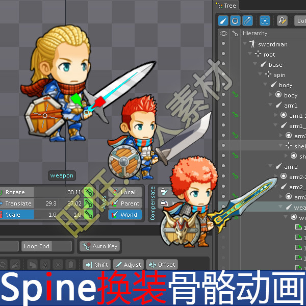 卡通Q版spine 换装骨骼动画 序列帧 手游游戏素材