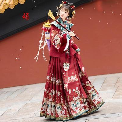 冬季明制汉服女高档原创云肩织金