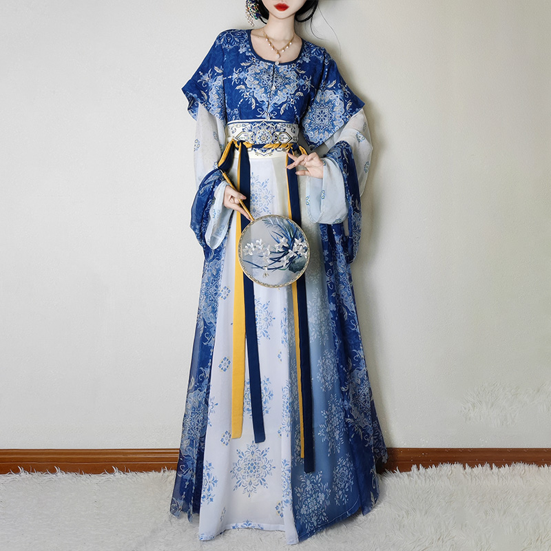 未央宫【瓷韵青花】汉服女唐褙子中国风青花瓷齐腰日常显瘦款夏季