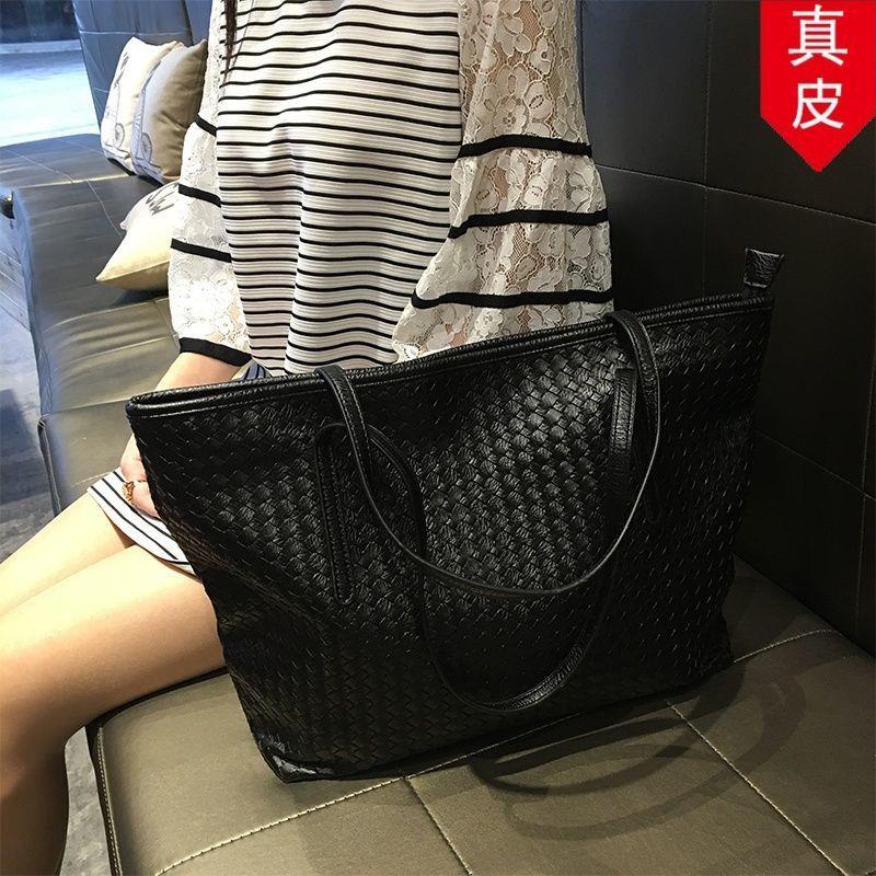 真皮包通勤出行手提包包大容量新款托特包编织女包包单肩时尚上课