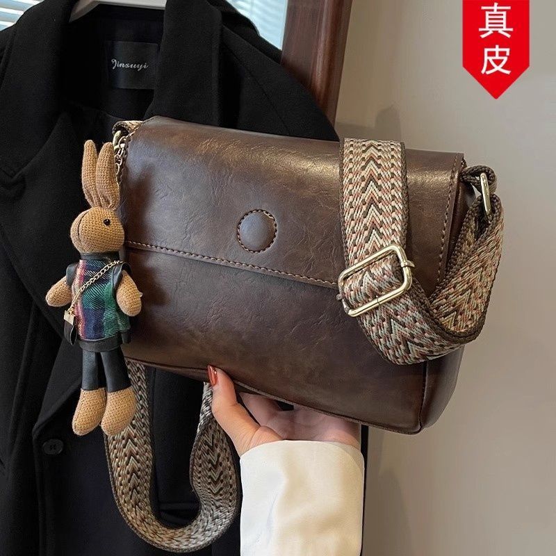 真皮小方包美拉德小斜挎包高级感