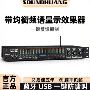 SOUNDHUANG T-260效果器 防啸叫前级效果器 家用K歌混音器 蓝牙US
