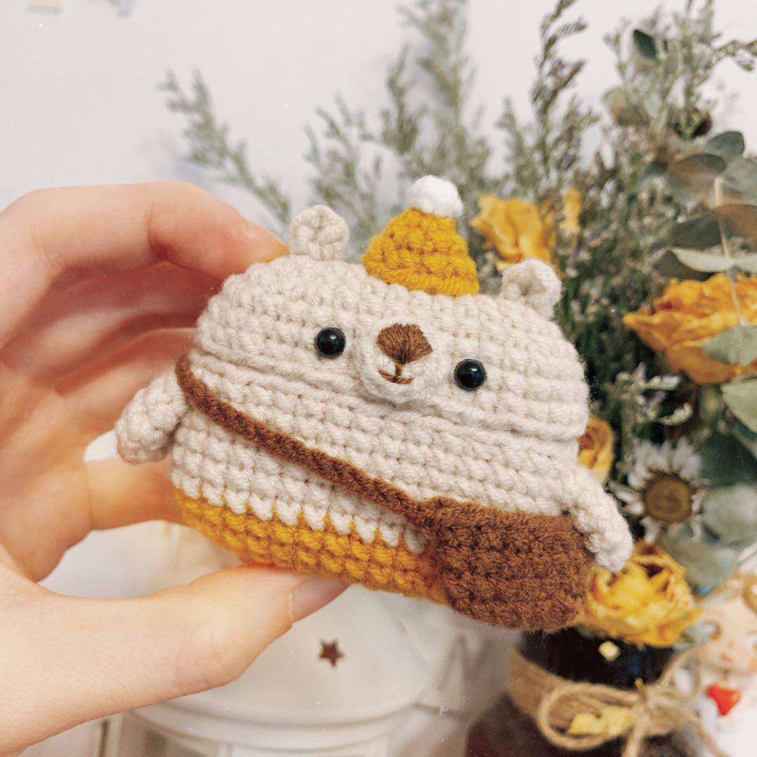 airpods1/2/3/pro黄帽小熊耳机保护套可爱萌礼物毛线针织毛绒硅胶