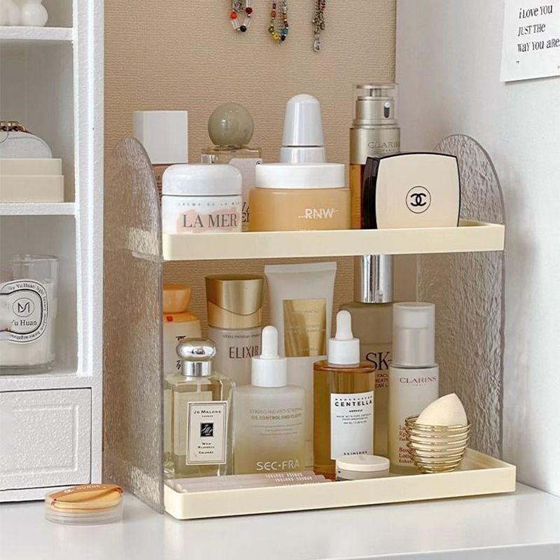 化妆品收纳盒梳妆台护肤品香水置物架桌面亚克力大容量双层收纳筐