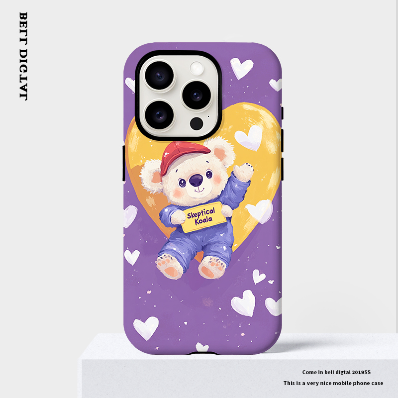 原创紫色怀疑考拉手机壳适用iPhone16新款苹果15promax女生13全包14二合一12创意高级感韩系ins小众菲林磨砂