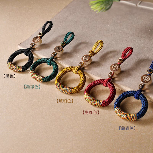 挂绳防丢钥匙扣古风指环扣男女款新款防锁匙链编织摔挂饰汽车手工
