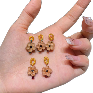 桃木雕刻diy配件文玩男女手串儿童宝串别针手脚链安饰品挂件梅花