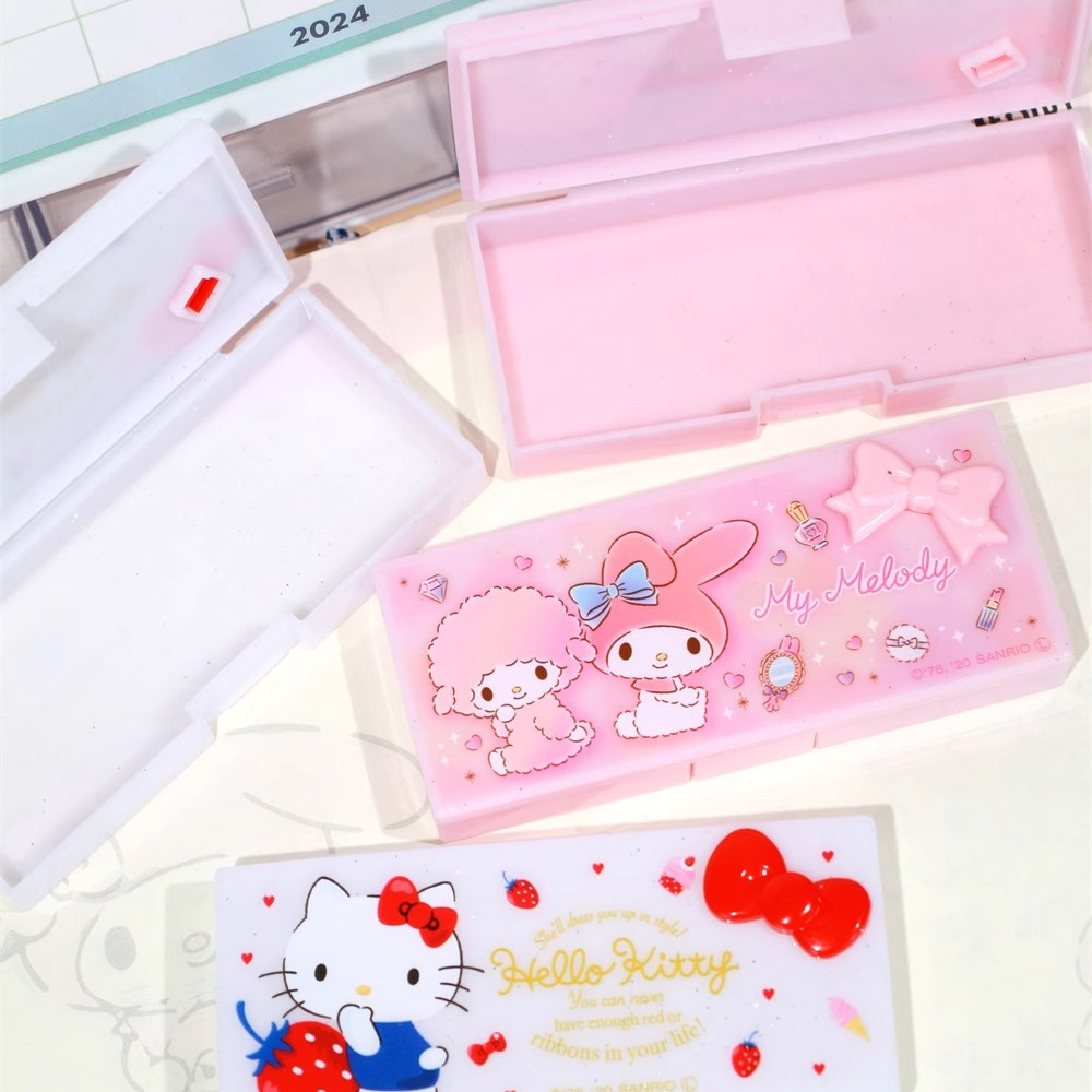 正版小长方形三丽鸥HelloKitty凯蒂猫美乐蒂整理便携收纳盒棉签盒