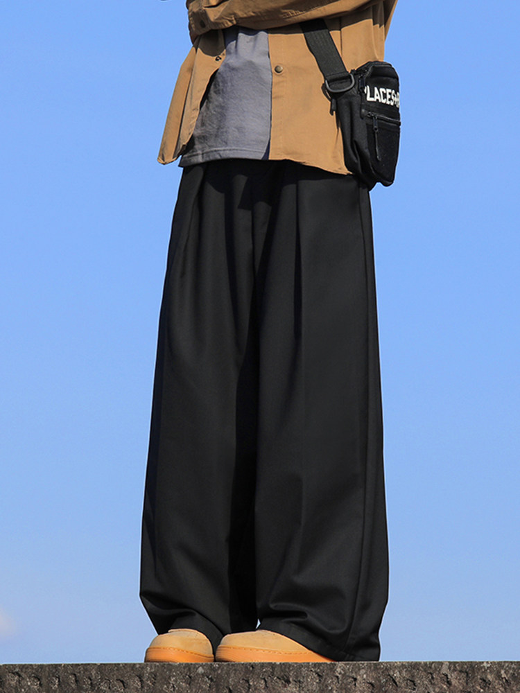 西装裤子男夏薄款高级感痞帅宽松直筒青少年潮休闲裤垂感阔腿西裤