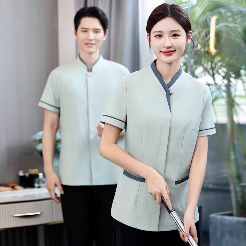 酒店客房保洁工作服夏装短袖半物业商场学校清洁员工保洁服女