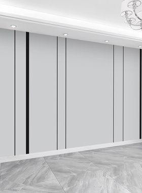 客厅灰色背景墙壁画2025年新款电视墙壁纸轻奢格栅线条卧室墙纸布