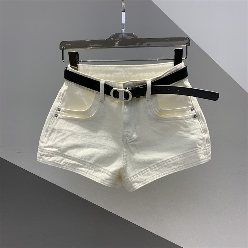 2025年夏季新款口袋设计阔腿牛仔短裤女百搭显瘦a字外穿休闲热裤