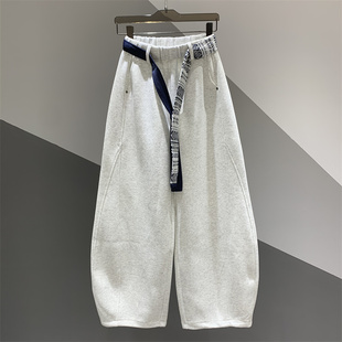 女百搭宽松拼接设计感拖地阔腿香蕉长裤 2026年春夏新款 休闲弯刀裤