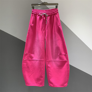 长裤 女百搭宽松拼接弯刀裤 松紧抽绳休闲阔腿香蕉裤 2026年春夏新款