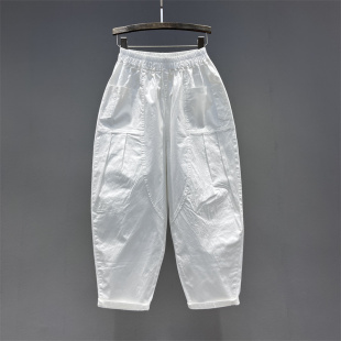 女百搭宽松显瘦阔腿九分哈伦垮裤 松紧腰老爹休闲裤 新款 2026年夏季