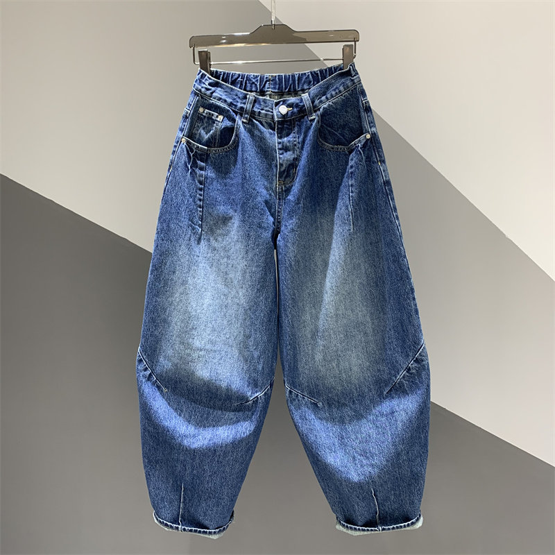 2026年春季新款设计做旧水洗牛仔哈伦裤女百搭宽松阔腿老爹裤长裤,女装/女士精品,牛仔裤,淘宝优惠券,粉丝福利购,淘宝优惠卷