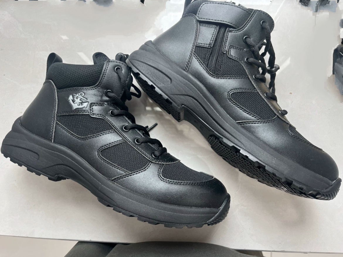 新款船用冬/夏季防滑鞋透气作训鞋高帮护踝魔术贴固定加强线鞋头