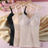 初禾家夏季 无痕性感美背塑身收腹打底背心 女士蕾丝免穿文胸薄款