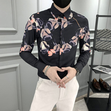轻熟风男士印花长袖衬衣潮流修身衬衫301A-1/CS282/P55M-5XL，男装衬衫，星座301A-1