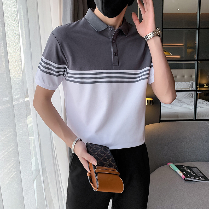绿夏季男士休闲修身短袖polo衫男翻领T恤潮301A-1/PL50/P48控68，男装Polo衫，星座301A-1