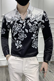 痞帅小伙印花长袖衬衣潮流修身衬衫301A-1/CS281/P55M-5XL，男装衬衫，星座301A-1
