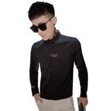 冬季社会精神小伙刺绣加绒长袖衬衣修身衬衫301A-1/CS193加绒/P65，男装衬衫，星座301A-1
