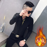 秋冬新款男士加绒刺绣长袖衬衫社会小伙衬衣301A-1/CS58/加绒P65，男装衬衫，星座301A-1