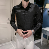 白秋季新款男士树叶纹痞帅休闲长袖衬衫男花衬衫301A-1/C05/P55，男装衬衫，星座301A-1