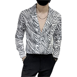 男痞帅西装领印花长袖衬衣潮流修身衬衫301A-1/CS291/P55M-5XL，男装衬衫，星座301A-1
