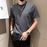 秋季针织短袖条纹T恤男修身内搭毛衣打底衫301A-1/M03/P48控68，男装T恤，星座301A-1