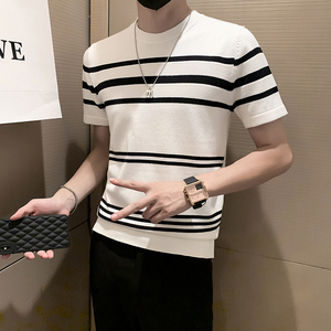 秋冬新款短袖针织衫圆领休闲T恤男士套头体恤301A-1/M01/P48控68图片