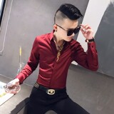 秋冬新款男士加绒刺绣长袖衬衫社会小伙衬衣301A-1/CS58/加绒P65，男装衬衫，星座301A-1