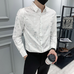 秋季男士新款长袖烫金免烫休闲衬衫301A-1/CS305/P55图片