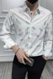 痞帅轻熟风品质印花长袖衬衣潮流修身衬衫301A-1/CS301/P55M-4XL，男装衬衫，星座301A-1