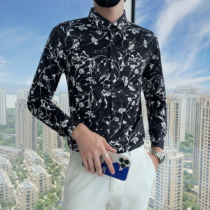 2024秋季新款男士花衬衫长袖休闲痞帅寸衫男装上衣301A-1/C02/P55,男装衬衫,星座301A-1