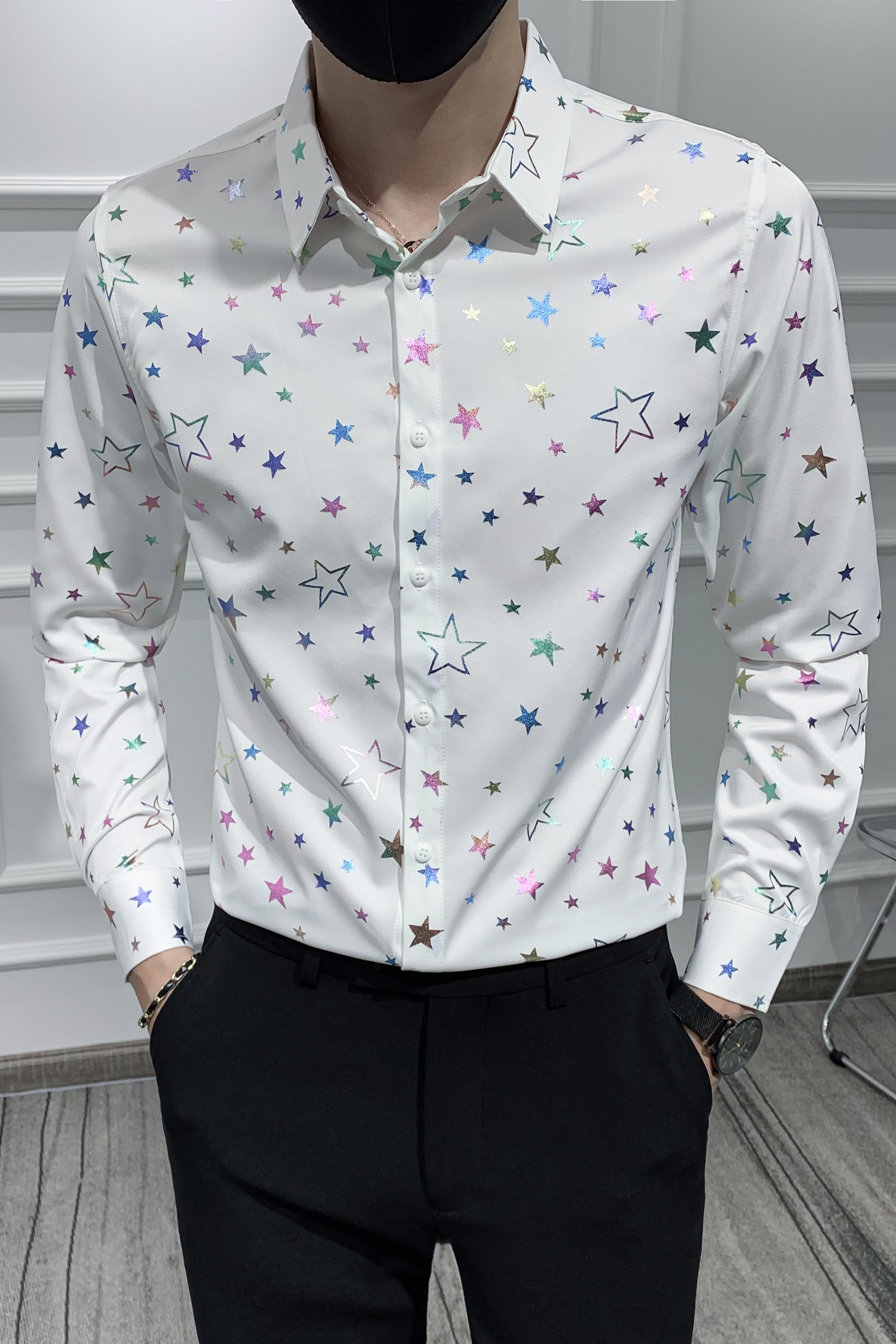 2021轻熟风男士印花长袖衬衣潮流修身衬衫301A-1/CS303/P55M-4XL,男装衬衫,星座301A-1