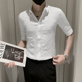绿夏季青年痞帅高品质短袖衬衫男休闲修身衬衣301A-1/CS352/P55，男装衬衫，星座301A-1