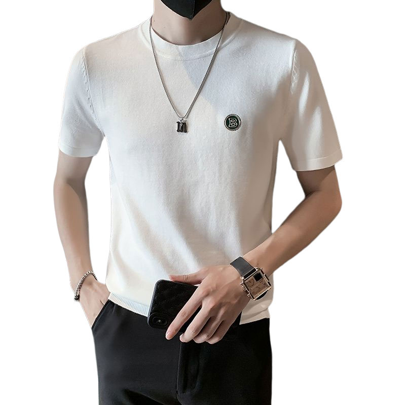 春秋针织纯色短袖半圆领T恤男内搭上衣毛衣打底衫301A-1/M02/P48,男装T恤,星座301A-1