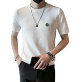 春秋针织纯色短袖半圆领T恤男内搭上衣毛衣打底衫301A-1/M02/P48，男装T恤，星座301A-1